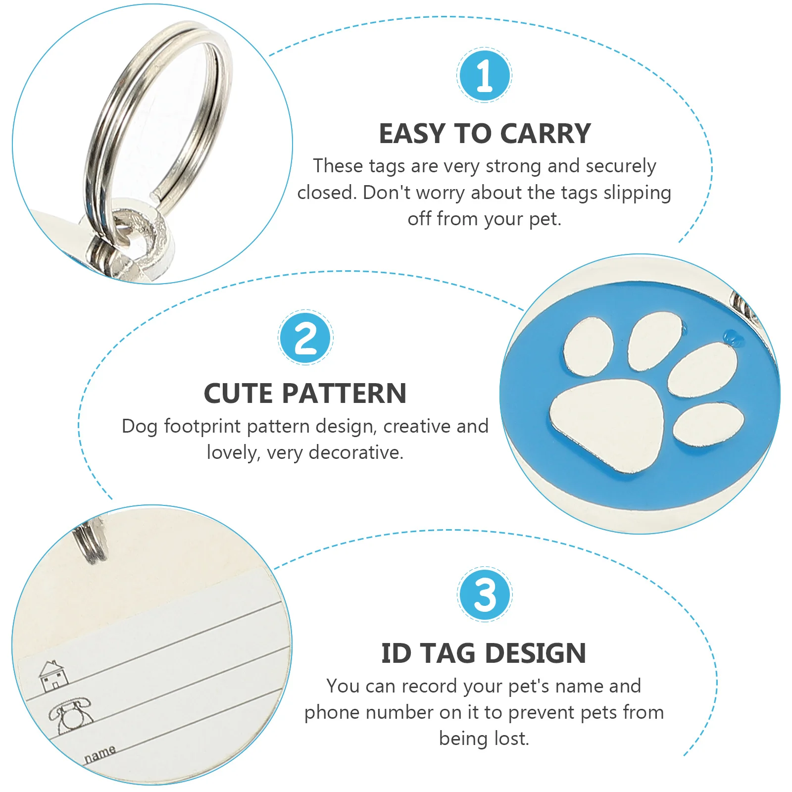 

2Pcs Pet Identity Tag Round Decorative Collar Name Plate Durable Dog Cat Accessory Anti-Lost Id Engraving Dog Name Tag