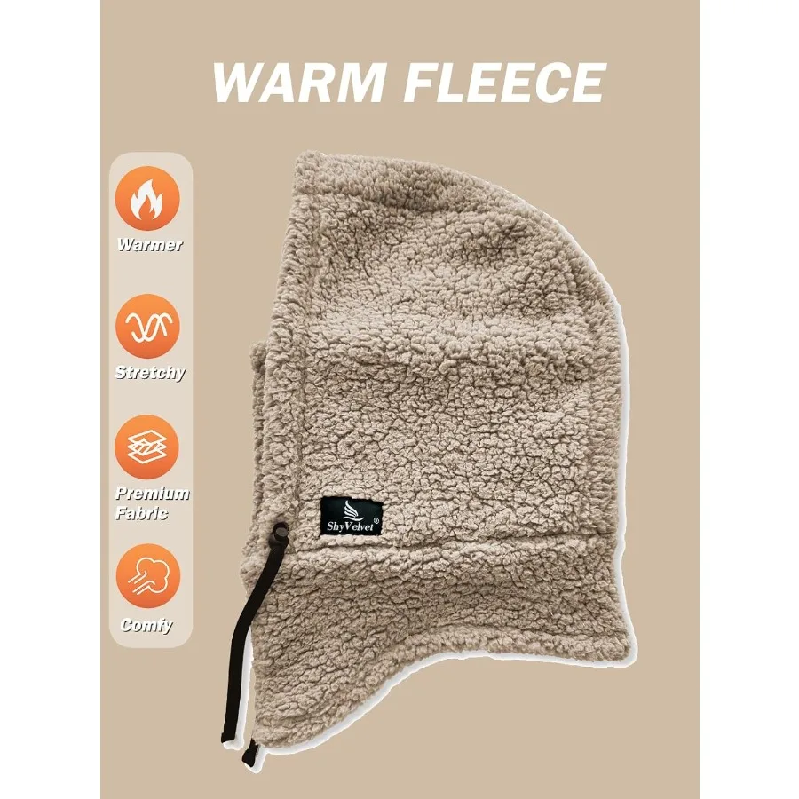 قناع التزلج Shy Velvet Sherpa Hood قناع التزلج بالاكلافا الشتوي المقاوم للرياح للرجال والنساء