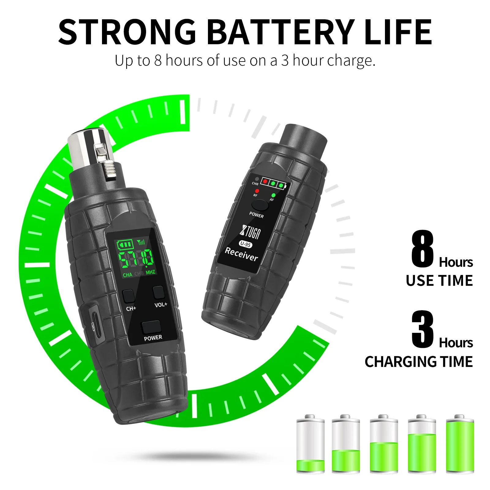 GPUB U-95 XLR Sistema di trasmettitore di trasmissione wireless Microfono dinamico portatile Microfono adattatore cablato a wireless