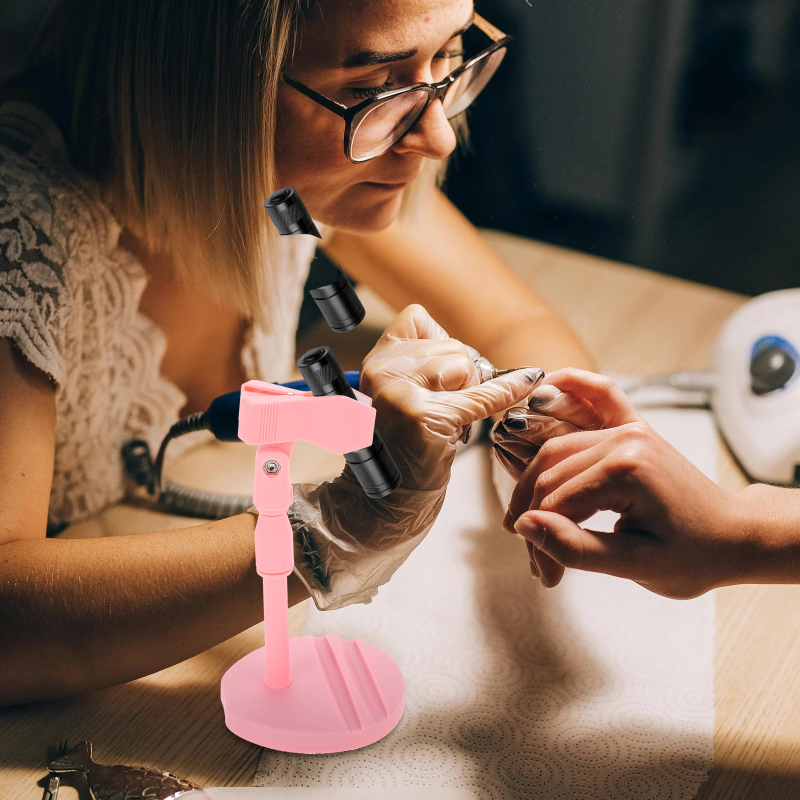 مسمار الفن حامل مصابيح 360 درجة للتدوير تلسكوبي قوس قابل للتعديل ارتفاع يده تصميم ل هلام مجفف طلاء الأظافر سطح المكتب