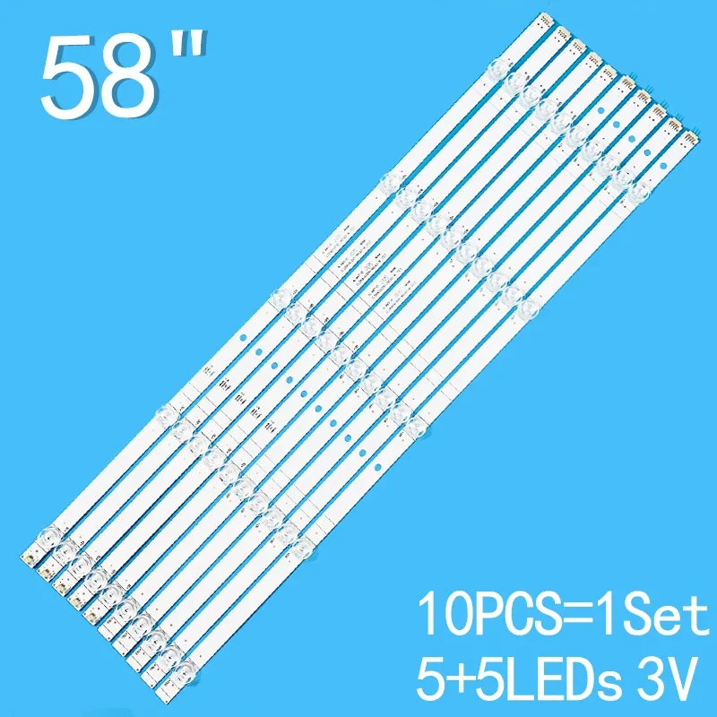 Новый (A + B) 10 шт./лот 1100 мм (5 + 5)10 светодиодов 3 В для телевизора 58 дюймов H58A6100 H58AE6000 H58AE6100UK JL.D580A1330-365AS-M-V2.0
