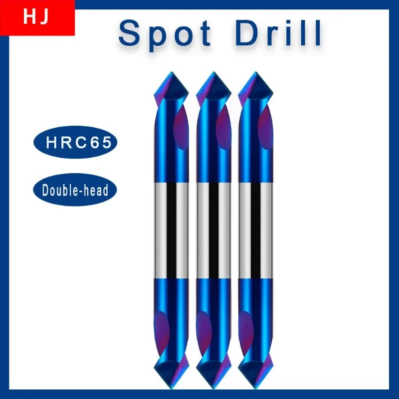 

5 шт. HRC65 Нано покрытие 2-канавка карбид вольфрама центральное сверло двойная головка наконечник сверло ЧПУ механическое сверло инструменты синий