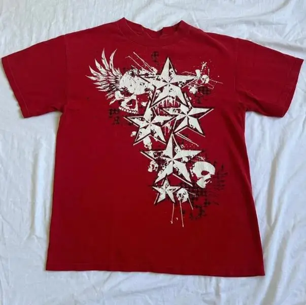 

100% Cotton Y2K Aesthetic Red Goth E-girl Gothic 90s, Unisex T-Shirt, Tapout Style Mma Elite, Gift For Men Women Top Womenswear