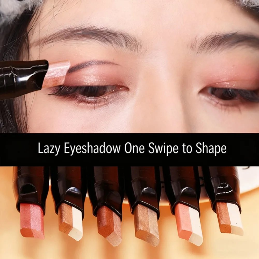 Bâton de fard à paupières Double couleur dégradé, crayon bicolore scintillant métallique, stylo ombre à paupières paresseux, étanche 2 en 1, cosmétique pour les yeux