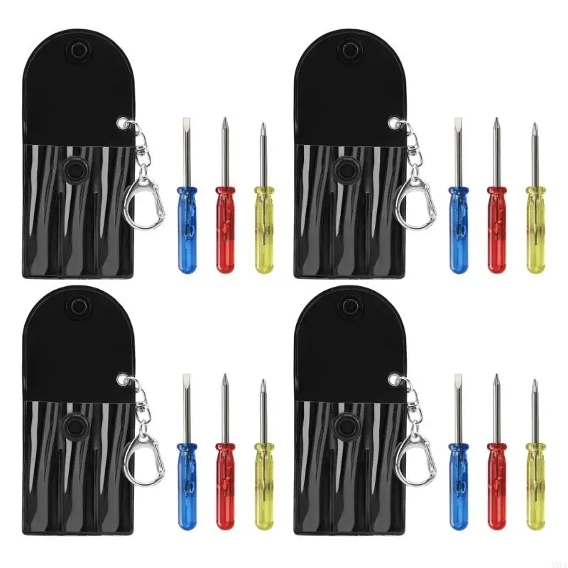 X9FA 3 in 1 Mini Screwdriver Keychain Pocket Sized Screwdriver Keychain Screwdriver Opening Disassemble Repair Part Tool