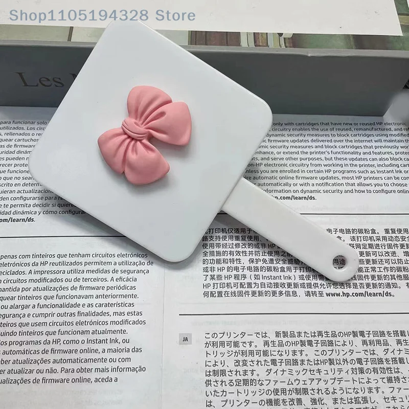 [MP] لطيف ربطة القوس فيونكة مشط مرآة مستخرجة مربع يده مرآة تدليك الشعر أداة السفر فرشاة شعر تدليك أداة التصميم