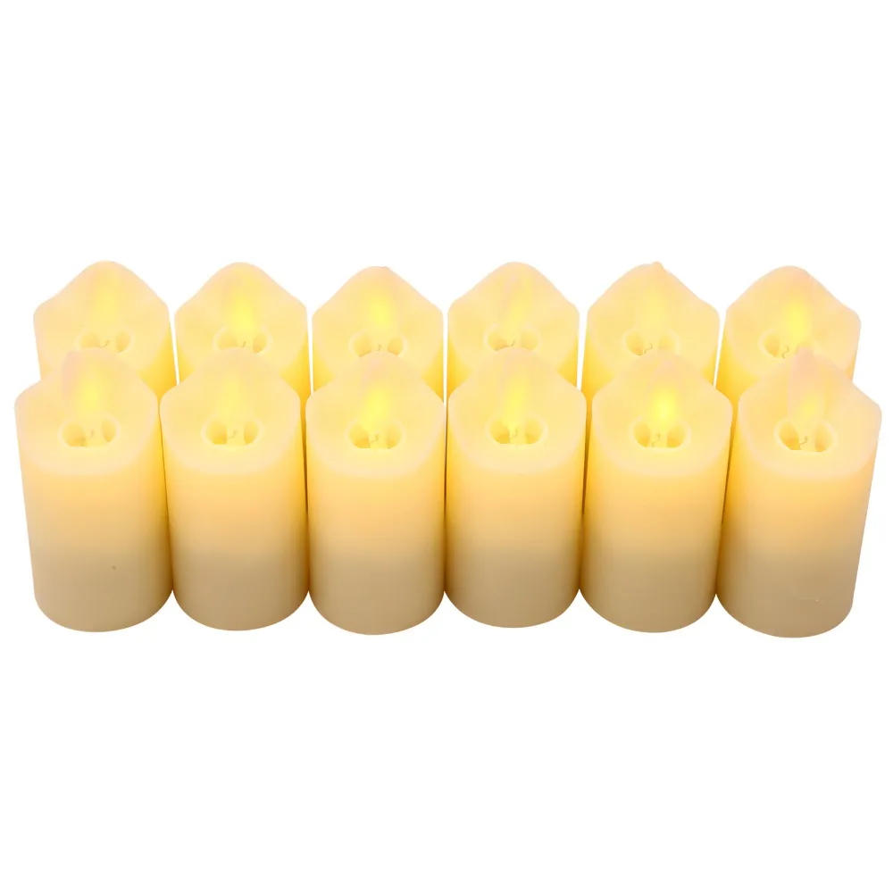 Warm Yellow Lighting LED Candles With Base Flame Effect Artificial Candle Remote Control Battery Operated Electric Candle