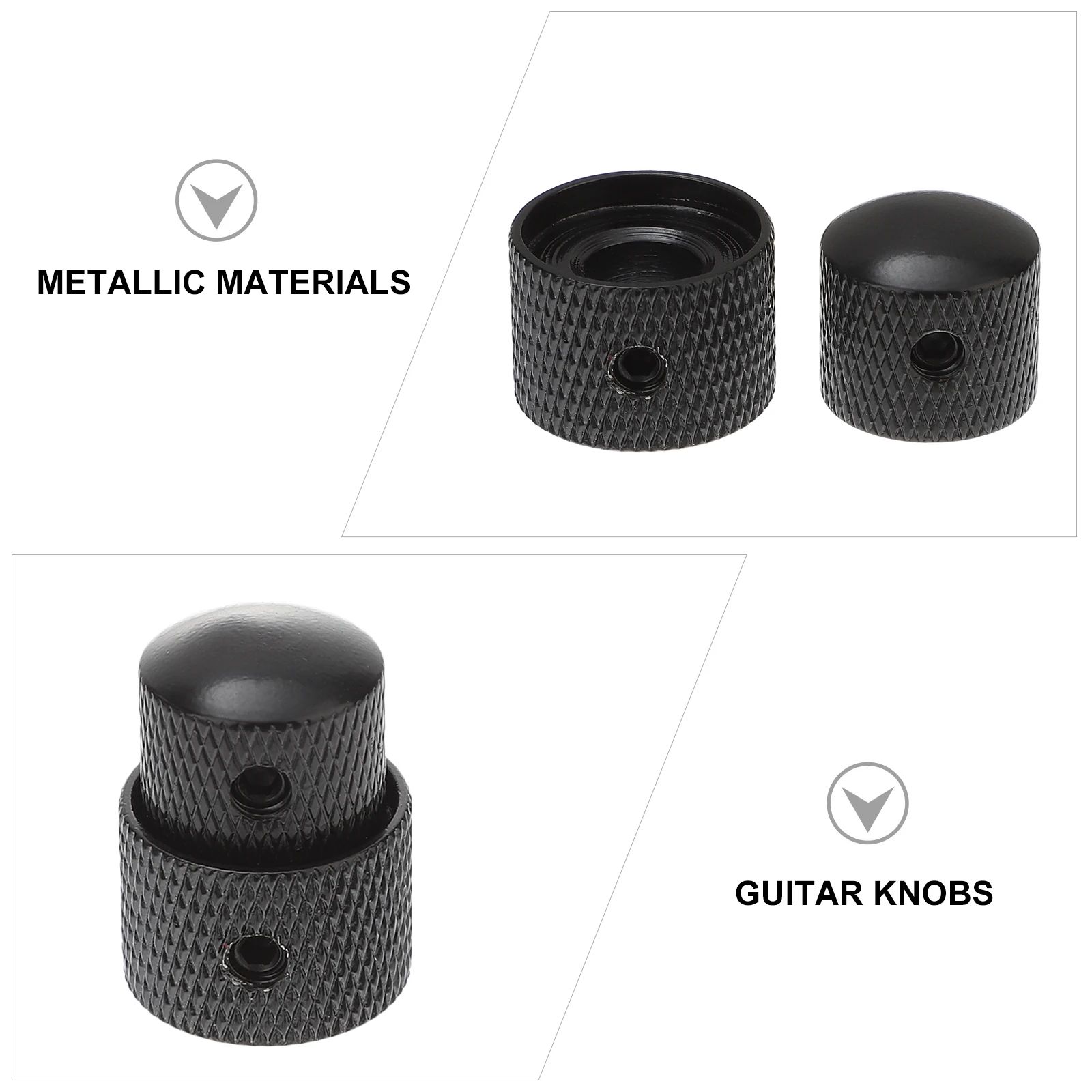 

2pcs Electric Guitar Knob 2in1 Volume Tone Control Dual Bass Accessories Metal Nickel Plating Fits 6mm Pots Guitar