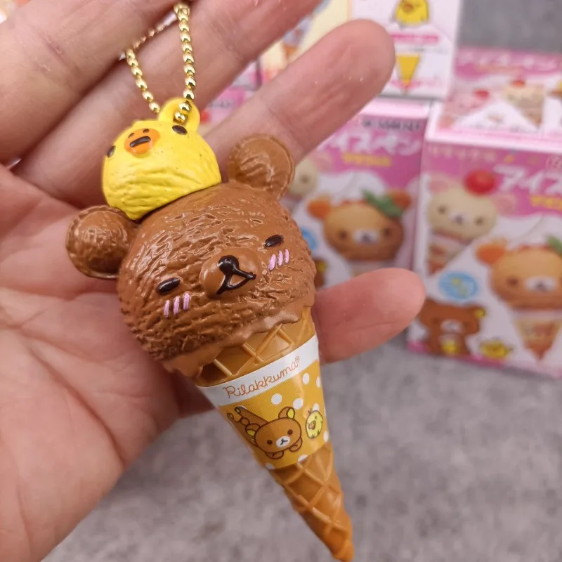 Anime Fiugre Cute Kawaii Capsule Toy Ice Cream Bear Bead Chain Hanging Bag Doll Toy Model Decoratoion Pendant Kids Gifts