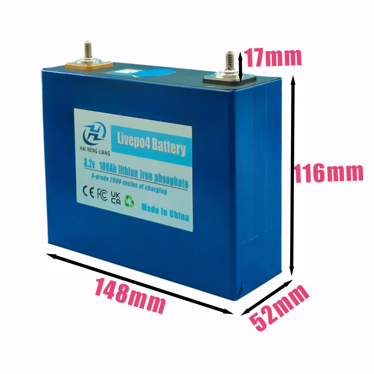 LiFePO4 3.2 فولت 106AH بطارية ليثيوم فوسفات الحديد ، بطارية تخزين الطاقة للسيارات ، بطارية قابلة للشحن لتقوم بها بنفسك الطاقة الشمسية #2