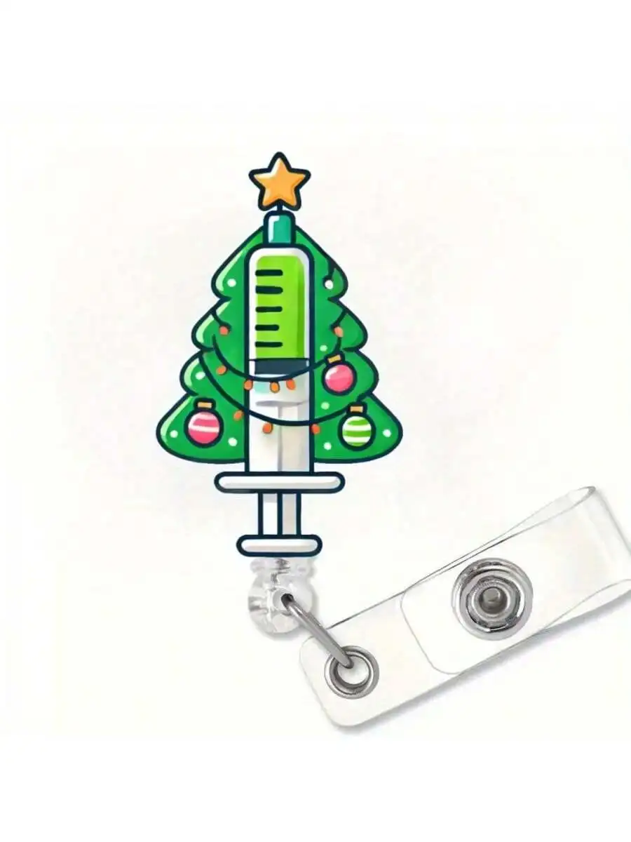 1 szt. Świąteczny zwijany identyfikator - Wytrzymały akrylowy uchwyt na identyfikator dla pielęgniarek, pracowników biurowych i studentów