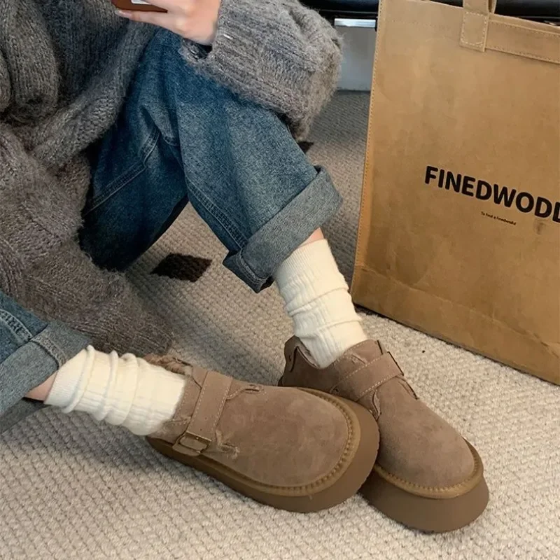 

Женские зимние ботинки без шнуровки. Женская обувь. Элегантная обувь на среднем каблуке. Круглый носок. Большой размер. Теплая весна-осень. Без скользких Pu Chic 39.