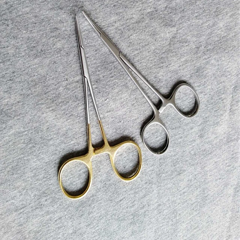 Pet Aço Inoxidável Hemostat, Grampo Microvascular Fino, Ferramenta Pálpebra Dupla, 12,5 Punho De Ouro