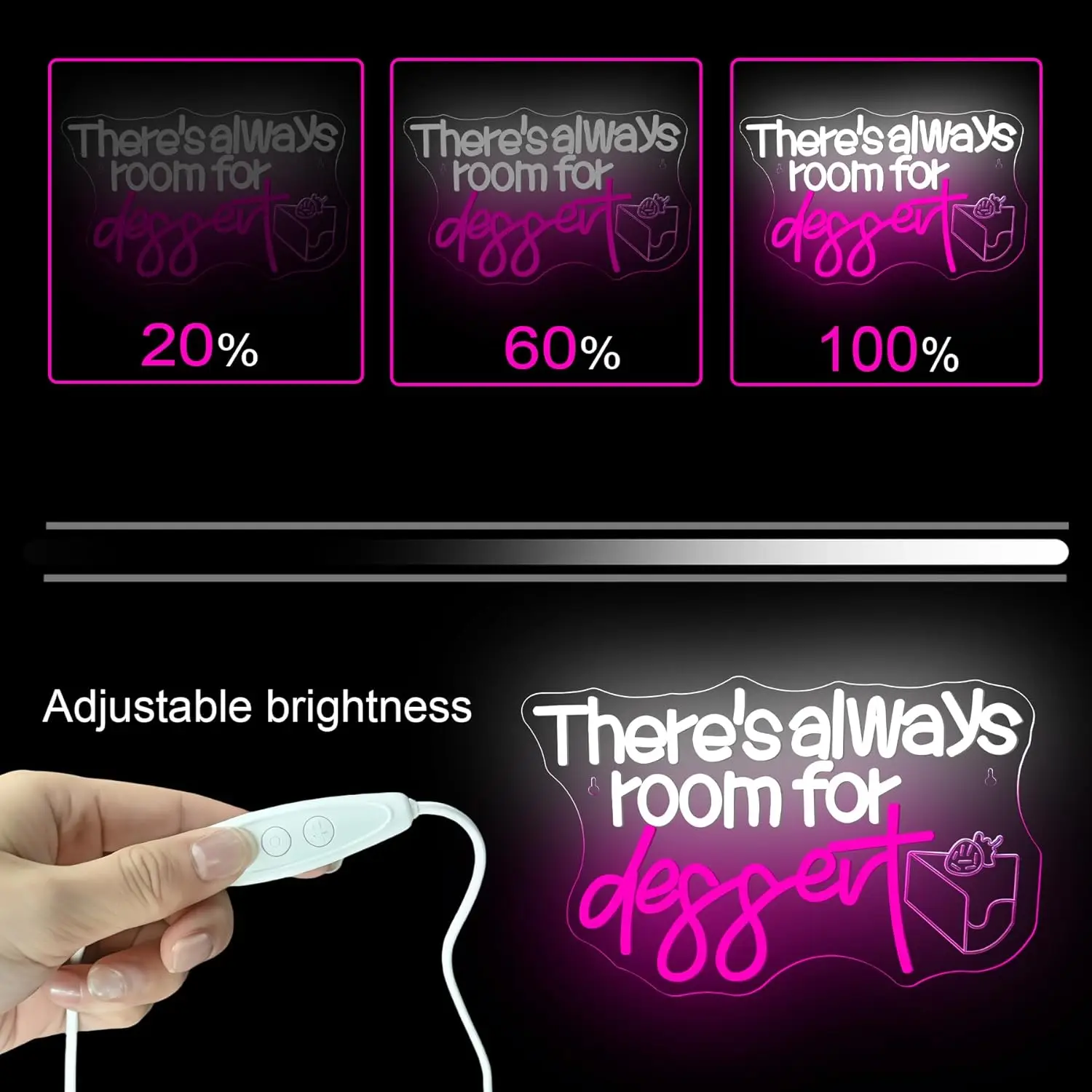 هناك دائمًا غرفة للحلوى علامة النيون جدار ديكور للخبز متجر ديكور مصباح ليد كعكة مقهى الحلوى علامة ترحيب #4