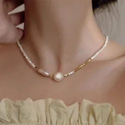 New Arrival Elegant Natural Baroque Freshwater Pearl 14K Gold Filled Lady Beads Chain Necklace Jewelry For Women Birthday Gifts