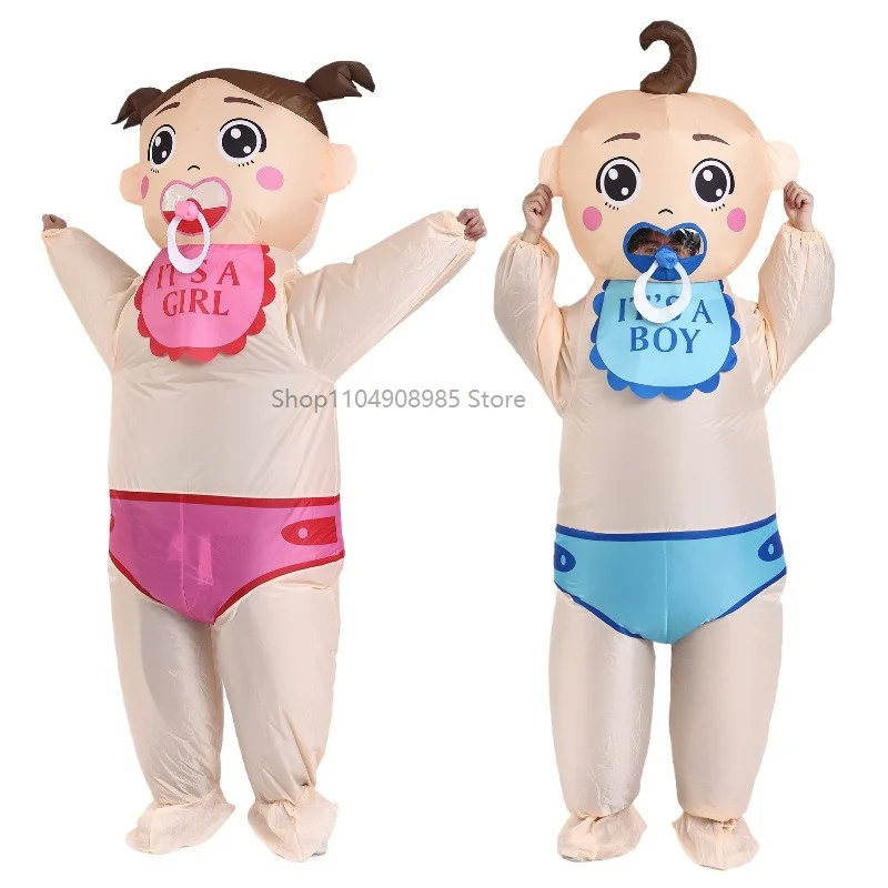 Giant Baby Inflatable Costume Blue Boysand Pink Girls Cosplay Adult Suits Halloween Gender Reveal Party Funny Performance Outfit