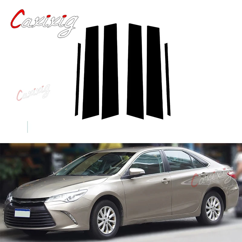 6Pcs Car Door Window Pillar post Trim Cover Sticker nero lucido per Toyota Camry 2012 2013 2014 2015 2016 2017