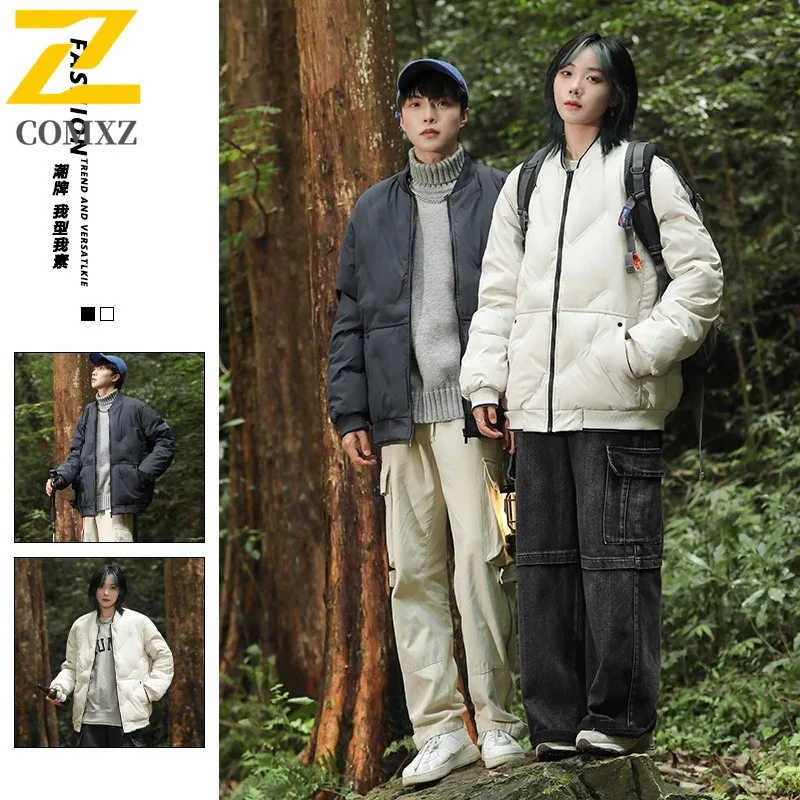 COMXZ 2025 Autumn Winter Plus Size Mens Cotton Jacket M 8XL Baseball Collar Puffer Coat Outwear tactics lightweight windbreaker