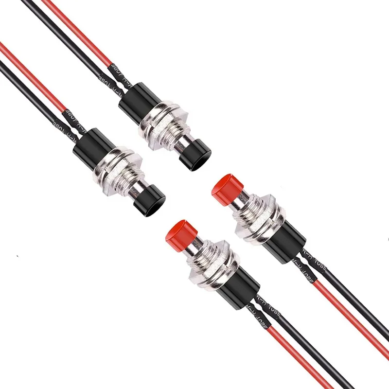 6Pcs 1A 250V AC 2 Pins SPST 6 Colors Normal Open Mini Momentary Push Button Switch with Pre-soldered Wires