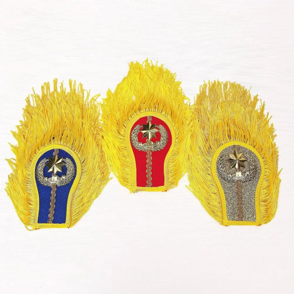 Smooth Satin Fabric Epaulettes Imitation Metallic Tassels Hidden Safety Pins Shoulder Badges Reinforced Stitching