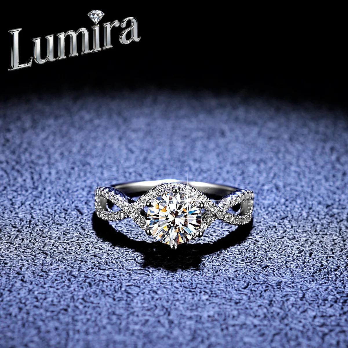Lumira High-End Platinum PT950 Ladies' Ring Openwork Six-Prong Classic  Love Entwined Engagement Moissanite Ring Jewelry