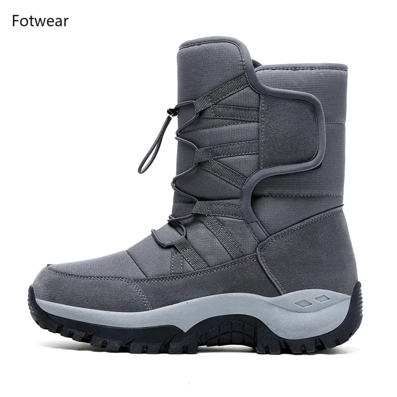 Winter Men Boots Warm Plush Long Boots Big Sie Waterproof Outdoor Sneakers High Top Non-slip Snow Botas Hombre Fur Leisure Shoes