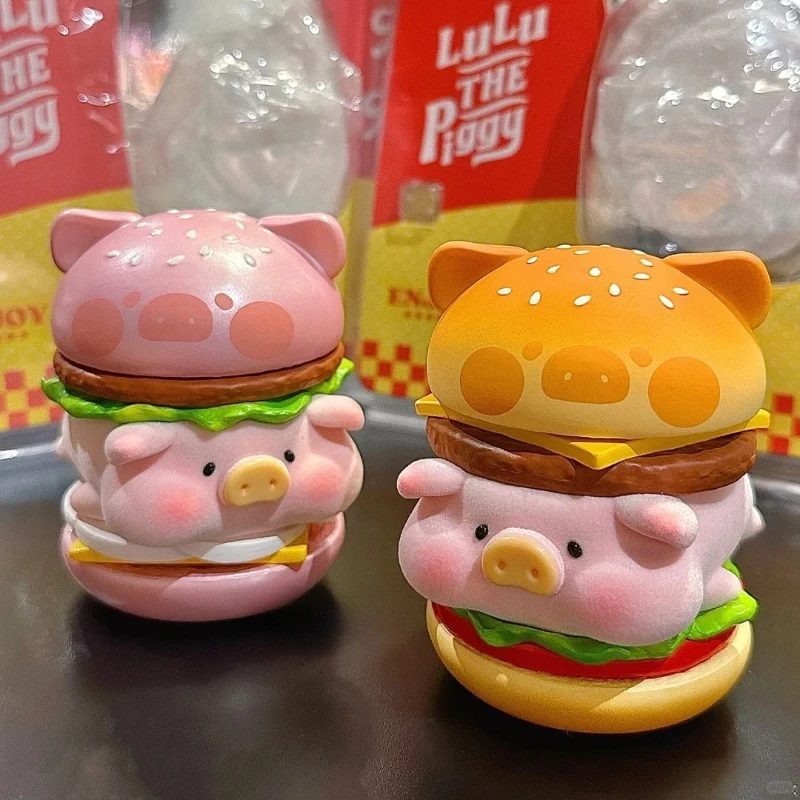 

LuLu the piggy Hamburger fresh and healthy Hanging card pig Anime Figure Surprise Bag Collect Sandwich Kawaii Food Ornament toys