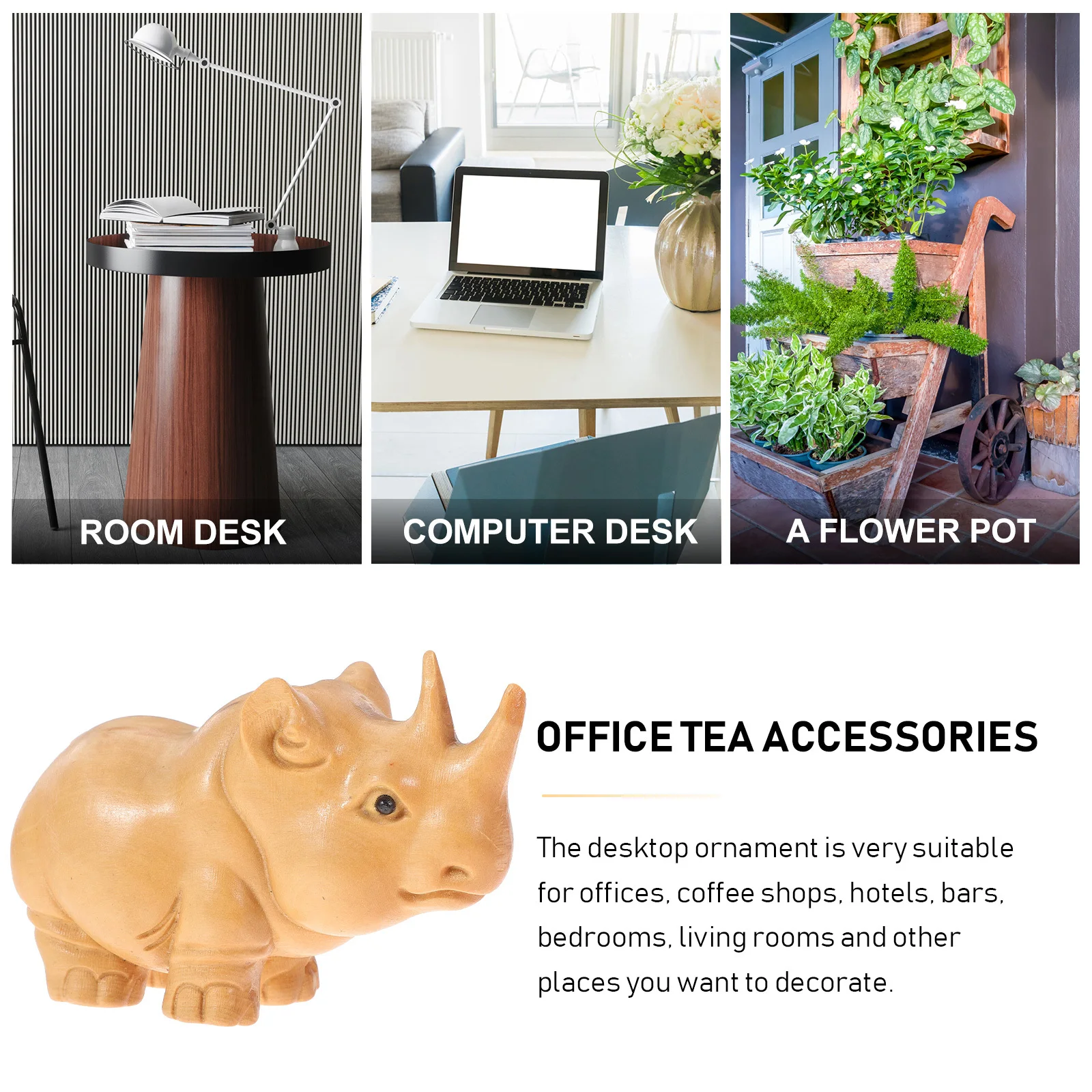 

Premium Boxwood Made Rhino Statue Smooth Finish Wooden Decoration for Cabinet Or Handheld Enjoyment Rhino