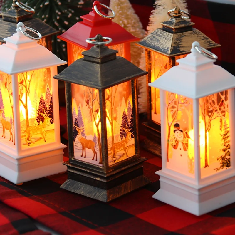 Christmas Lantern Light LED Night Lights Christmas Tree Decor Xmas Atmosphere Ornaments Table Lamp Battery Powered Navidad Gift