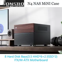 JONSBO N4 Mini NAS Computer Case Support ITX/M-ATX motherboard/8 Hard Disk Location/230mm Graphics Card SFX Power Bit PC Case