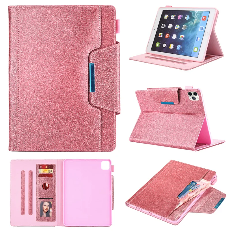 Bling Glitter Tablet Cover for iPad Pro 11 Case 2020 Card Slots Wallet Stand Shell for iPad Pro 11 Case 2020 Cover Pink / Gold