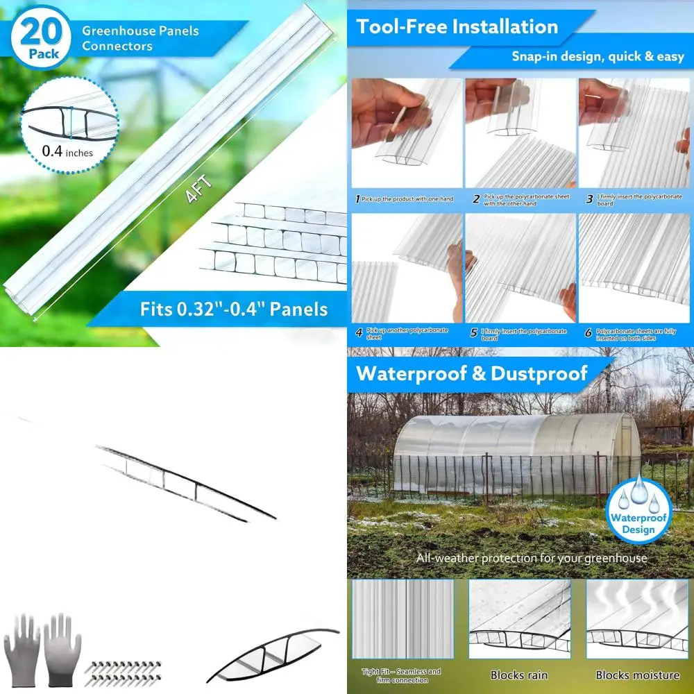 

Набор из 10 прочных полиэтиленовых H-образных соединителей для теплиц, для двухслойных панелей 0,32-0,4 дюйма, устойчивых к погодным условиям, в комплекте 20 винтов