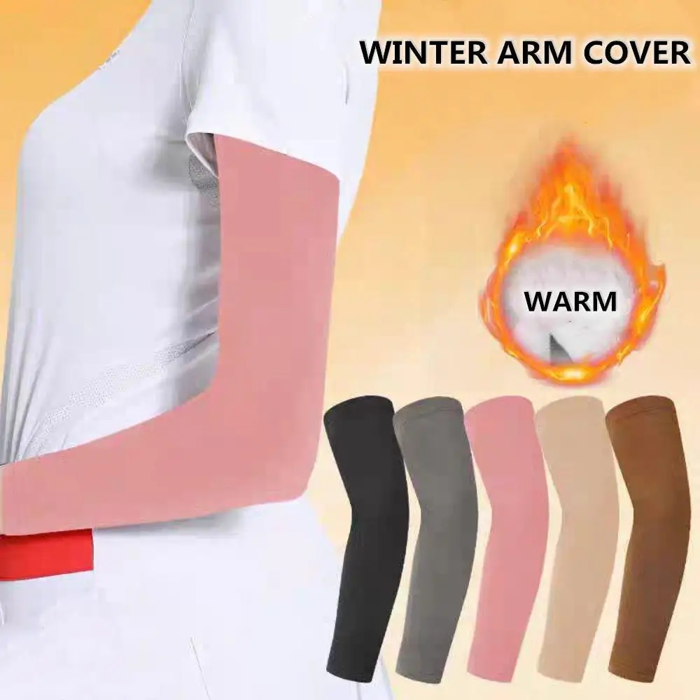 حجم كبير الشتاء أغطية للذراع سميكة الدافئة أكمام أذرع تبريد في الهواء الطلق القيادة الطويلة ركوب الدراجات الرياضة وهمية كم الكوع الحرس الذراع حامي