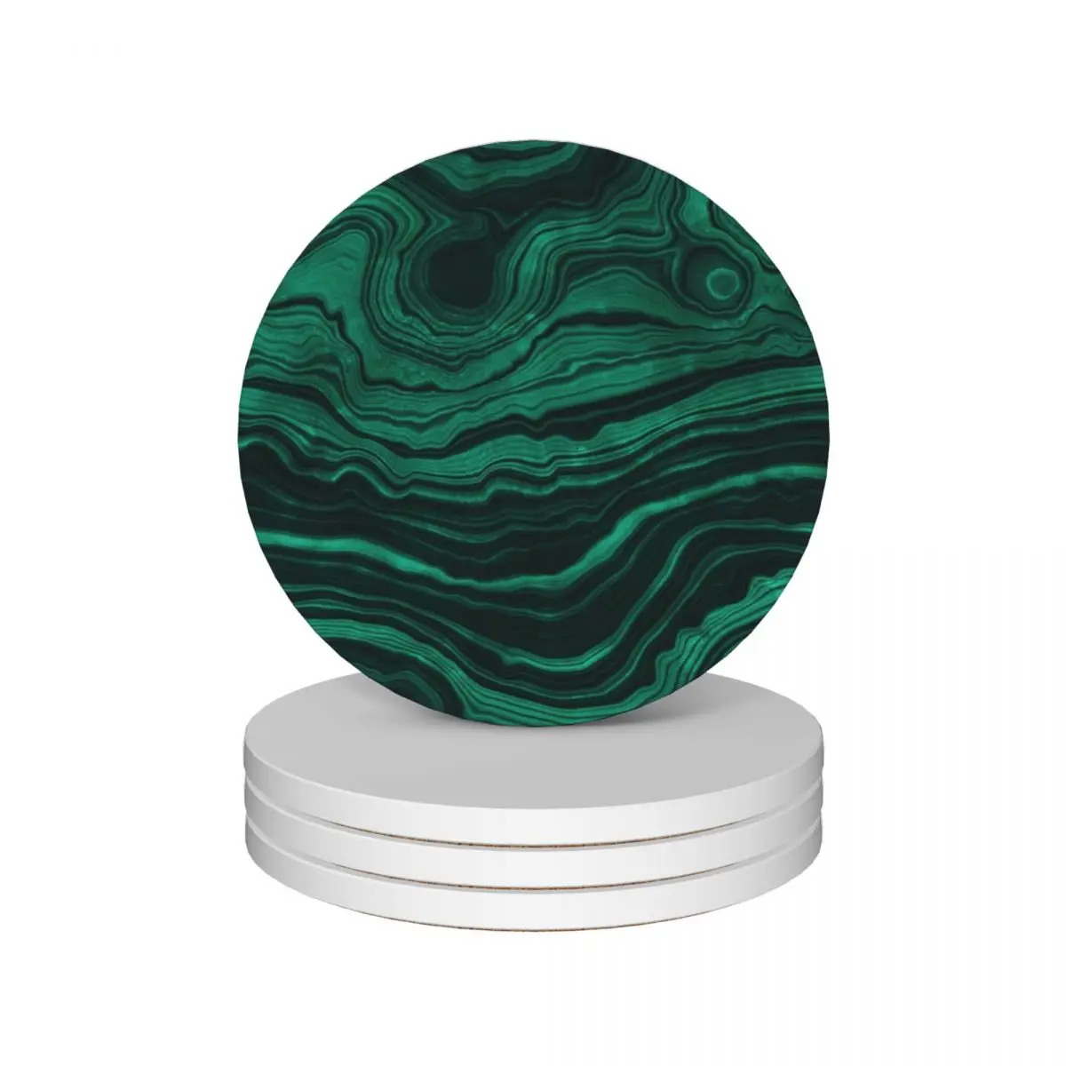 

Faux Malachite Green Marble with light Veins Ceramic Coasters (Set of 4) cute cup household utensils kitchen Coasters