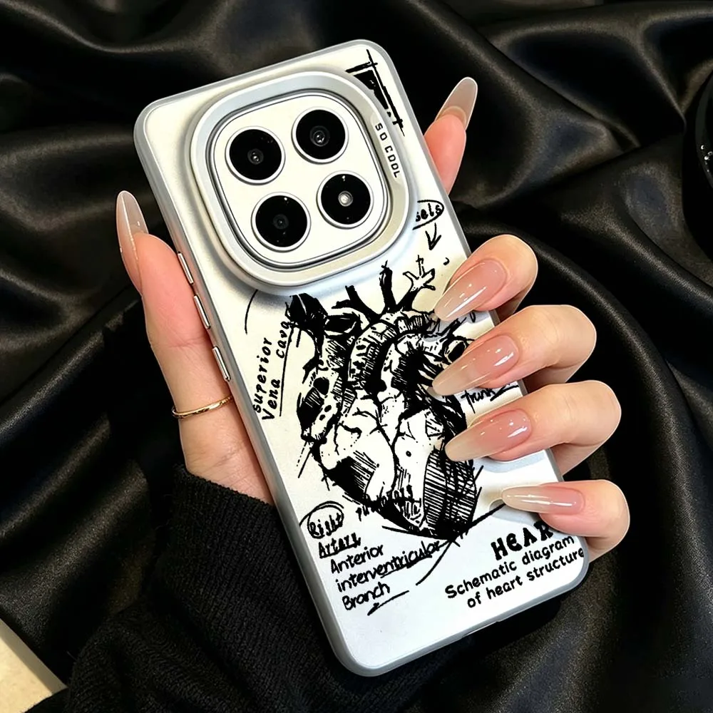 Heart Structure Diagram Phone Case For Xiaomi Redmi Note 15 14 13 13R 12 12S 12R 11 11S Pro Plus 4G 5G Plating Matte Cover