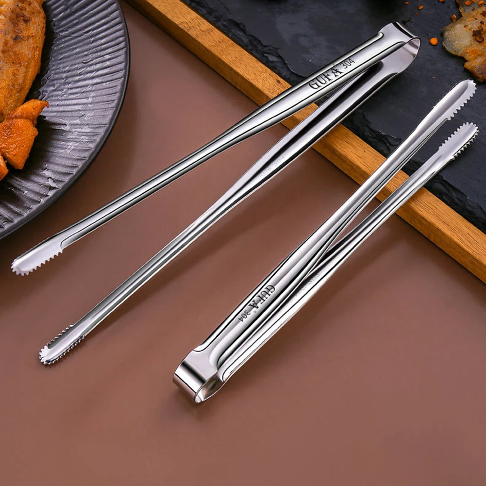 Grill Tongs Stainless Steel BBQ Tongs Metal Kitchen Tweezers Cooking Utensils for Salad Fish Steak Barbecue Buffet