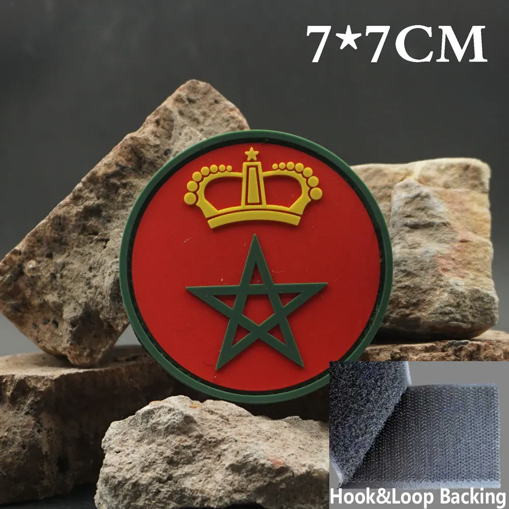 Moroccan military emblem Tactical PVC Patches with Hook and Loop Backing for Backpacks Clothing military Accessories