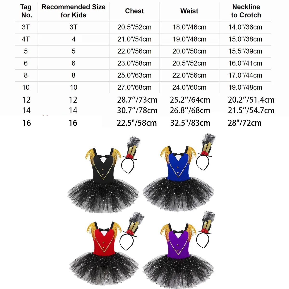 Kids Girls Tutu Ballet Dance Dress Halloween Circus Ringmaster Costume Dancewear Sequins Mesh Leotard Christmas Fancy Outfit