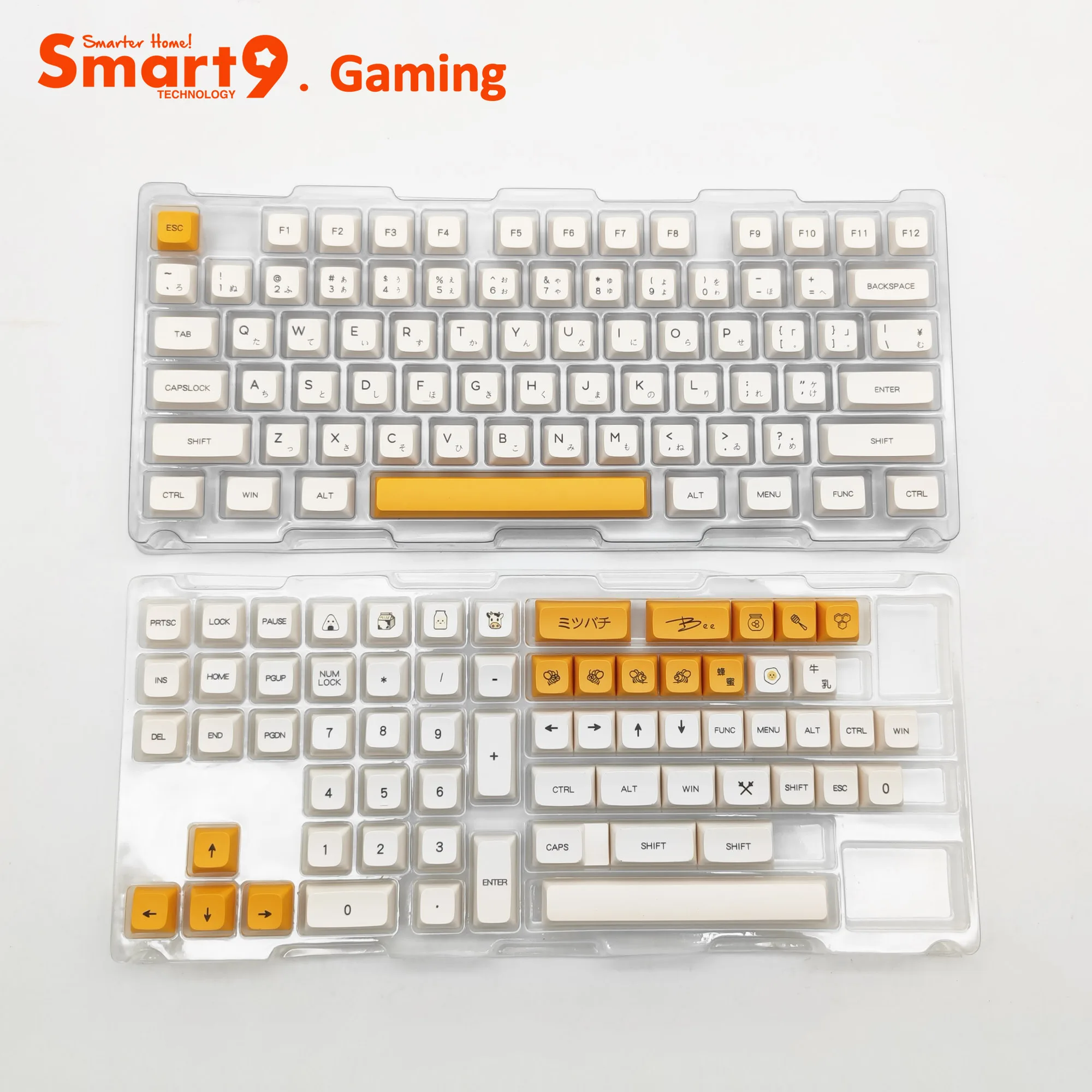 

Smart9 PBT Dye Sub Keycaps XDA Profile Bee Milk Micro Light Matcha ColorWay Design Sublimation Print for Mechanical Keyboards