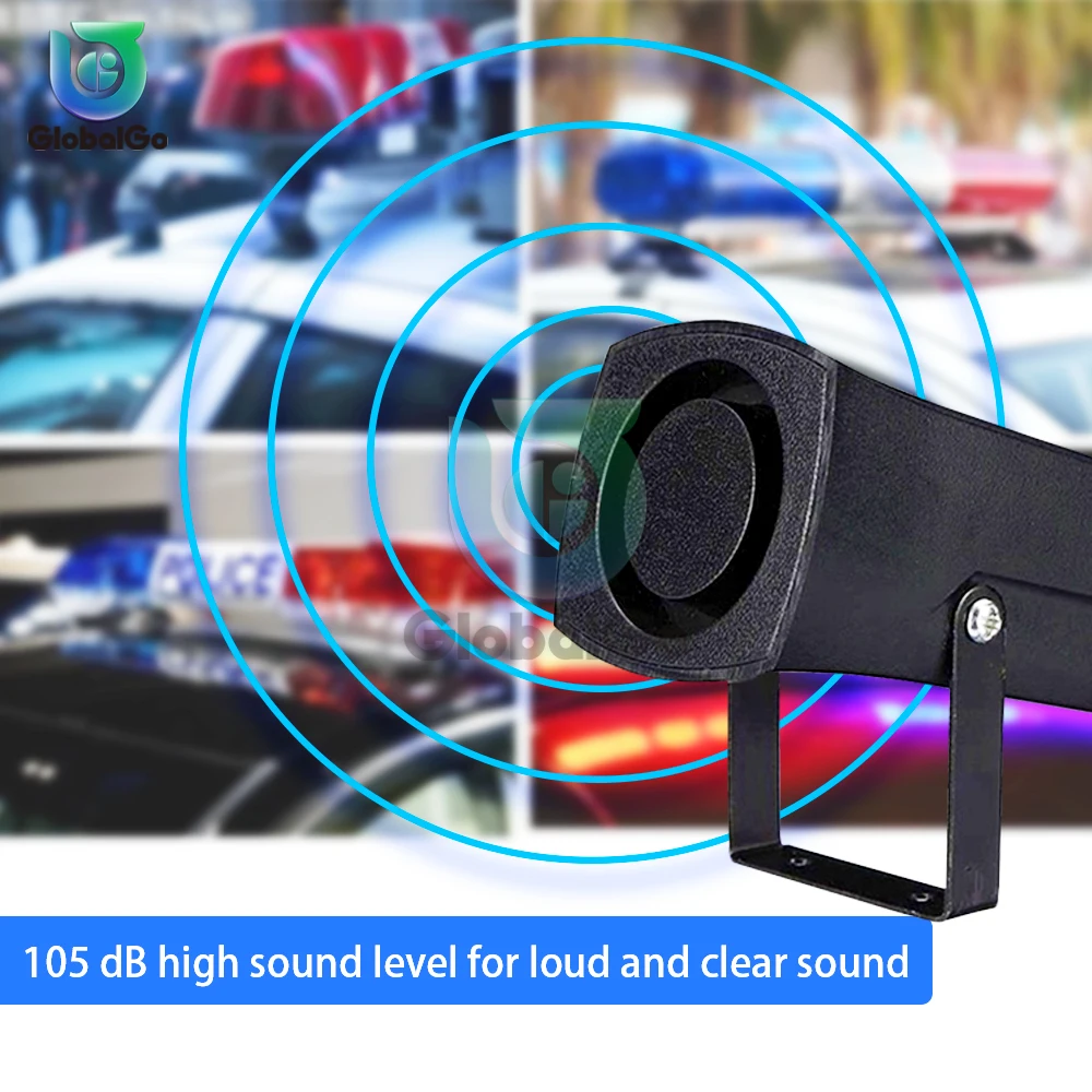 Car Policemen Fires Alarm Horn 12-24V 105dB 6 Tones Warning Siren Beeper Buzzer Car Alarm Sound Car Accessories