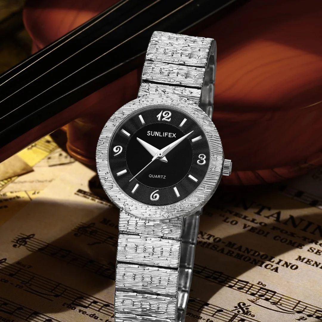 Sunlifex Luxury Gold Sliver Watch for Women Stainless Steel Business Quartz Wristwatch Ladies Watches Female Clock Reloj Mujer