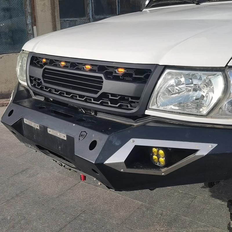 Grill with lights front bumper grille parts modification accessories Racing grill Fit For NISSAN Patrol Y61 2003 2004 2005