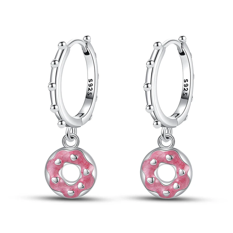 

Women Earrings 925 Sterling Silver Afternoon Tea Donut Hoop Earrings For Anniversary Wedding Jewelry Gifts