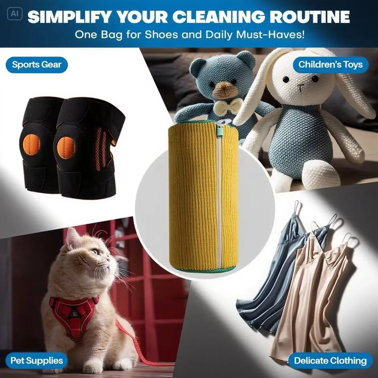 1/2PCS Shoe Washing Bag for Washing Machine Zipper Laundry Bag for Sneakers Slippers Soft Mesh Shoe Cleaner Organizer - Image 4