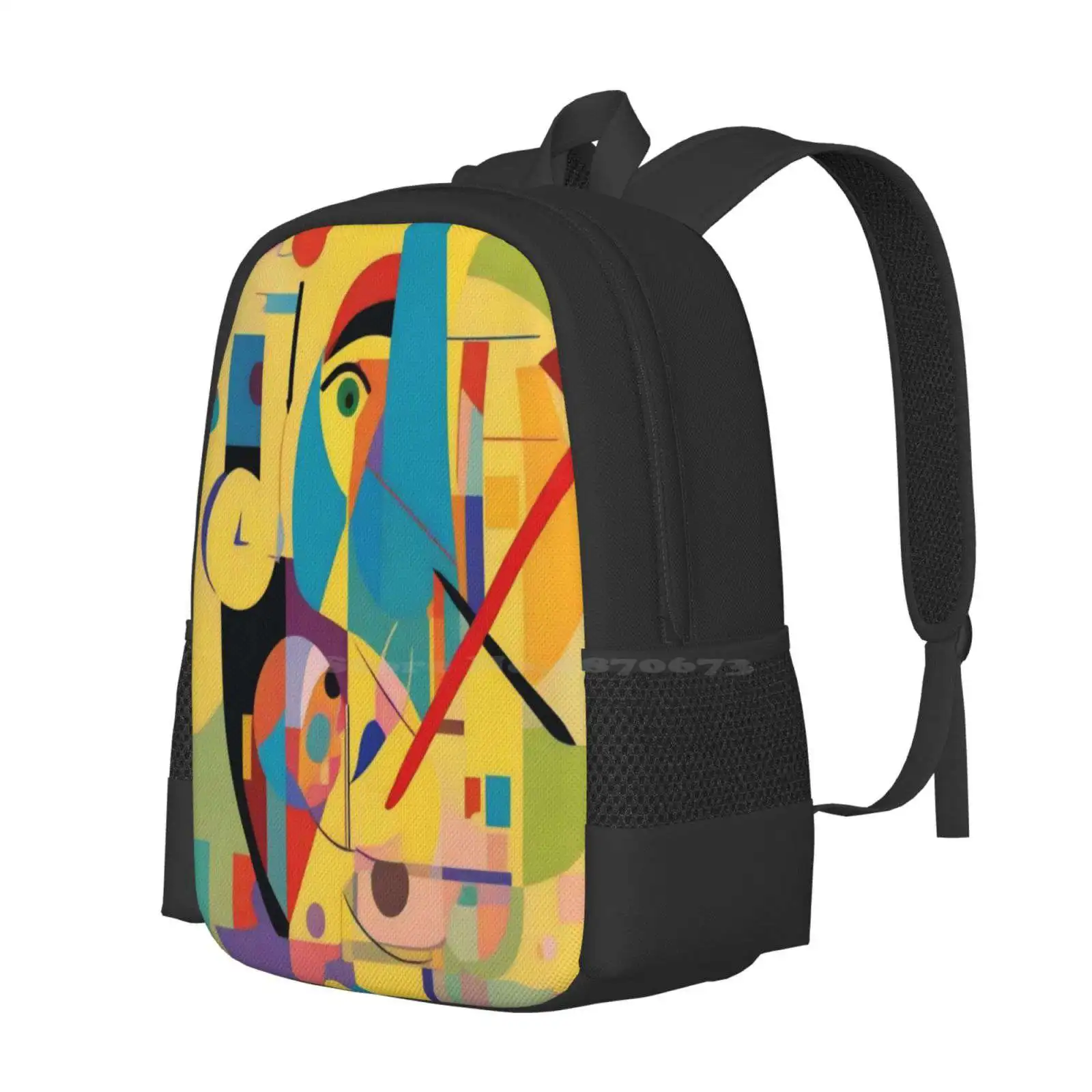 Colors And Geometric Hot Sale Schoolbag Backpack Fashion Bags Abstract Geometric Colors Whimsical Composition Movement Balance