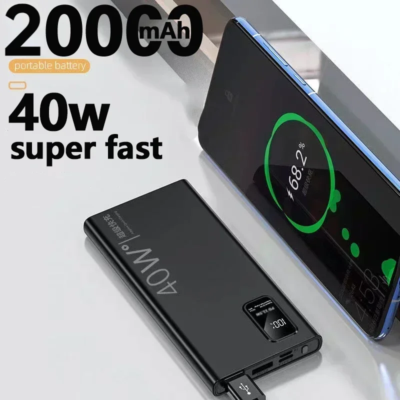Сверхбыстрая зарядка PD40W емкостью 20000 мАч — портативный блок питания с цифровым дисплеем подходящий для Xiaomi и Фото №2