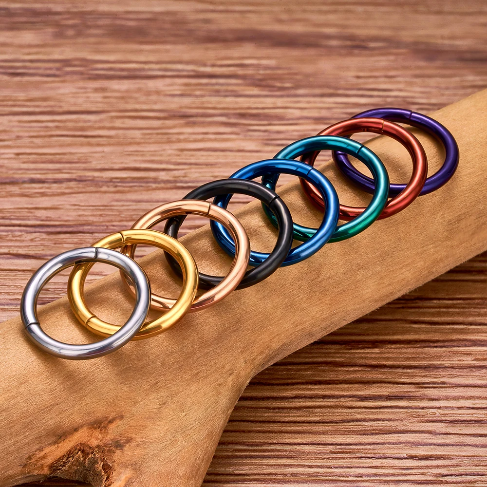1PC G23 Titanium Segment Nose Hoop Rings Women Nose Rings Septum Clicker Ring Ear Daith Hoop Earring Piercing Jewelry