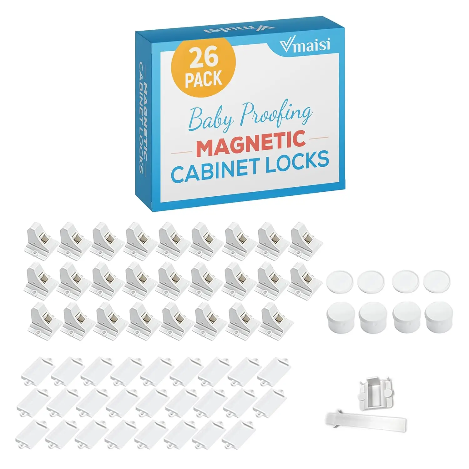 

Childproof Magnetic Cabinet Locks (26 Locks & 4 Keys) - Invisible, No-Drill Installation