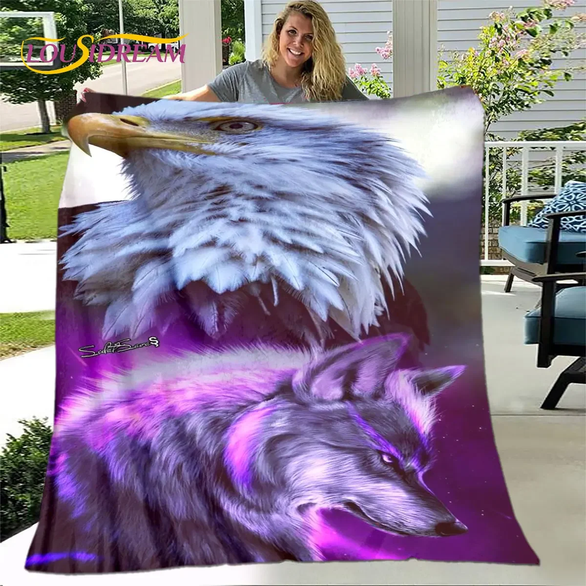 3D America Bald Eagle Carving Blanket,Flannel Blanket Throw Blanket,Sherpa Warm Blanket for Living Room Bedroom Beds Sofa Yoga