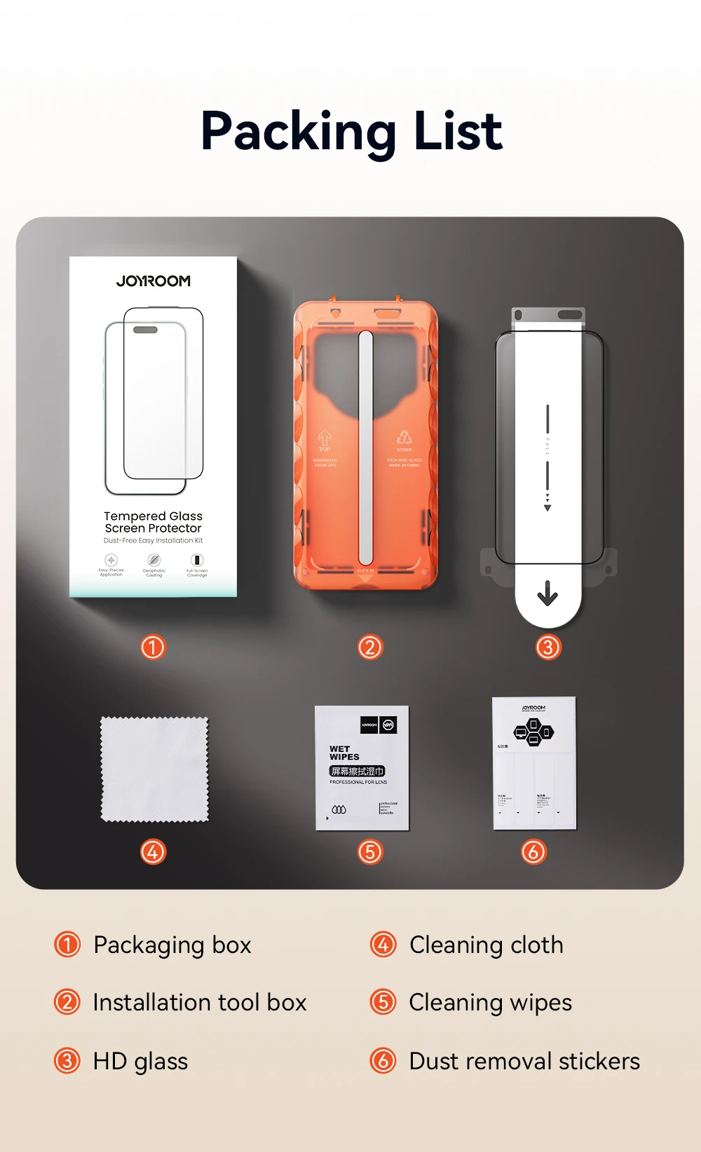 Joyroom 3/2/1 Stück Glas für iPhone 18 17 ProMax Displayschutzfolie Vollbild Staubfreies HD Panzerglas für iPhone 17 16 Pro Max – Detail 14